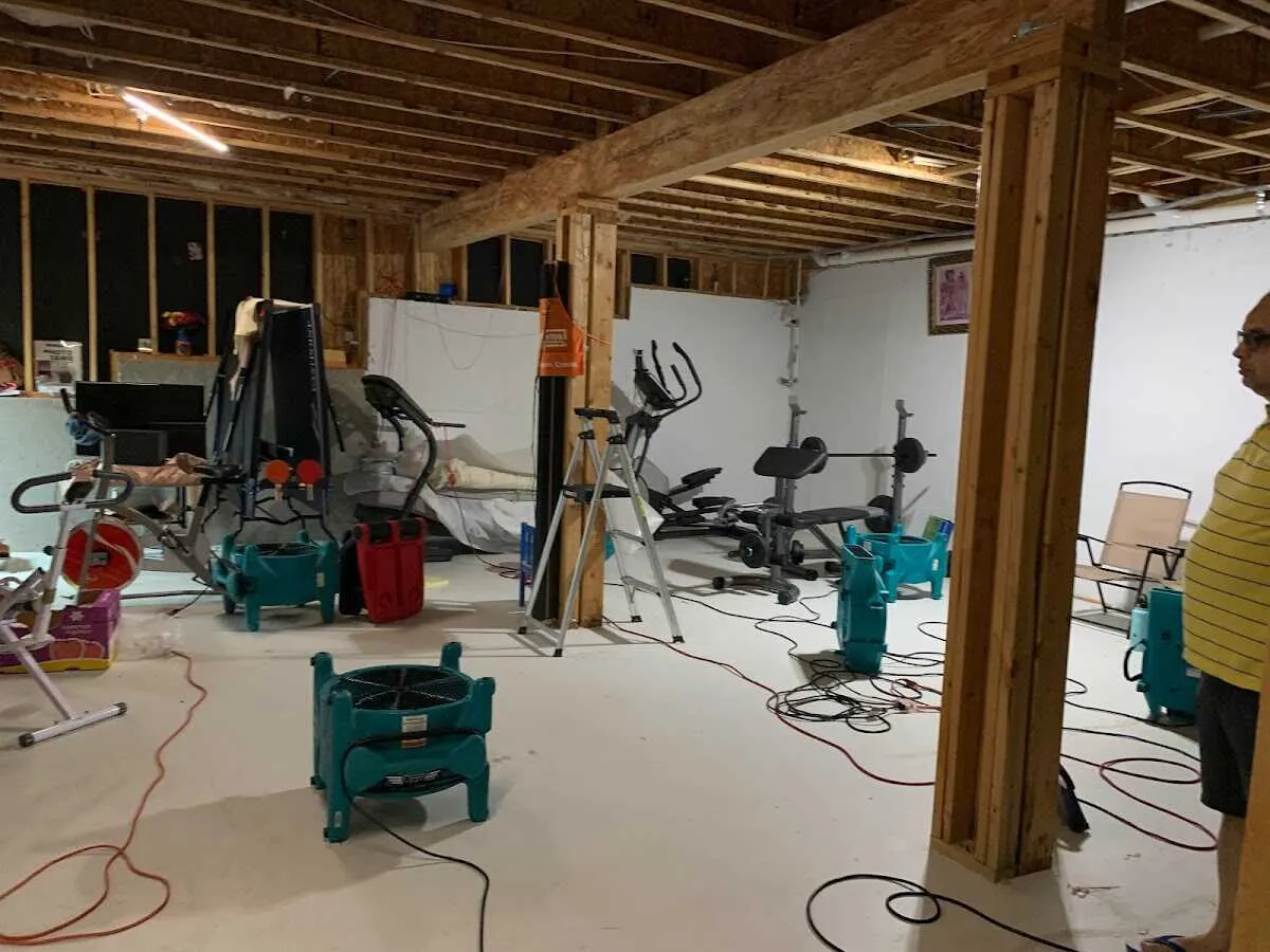 Basement drying equipment setup for Contents Cleaning & Restoration in Detroit Lakes